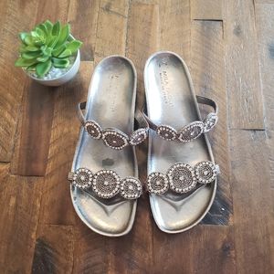 Mila Paoli Pewter Embellished Sandals